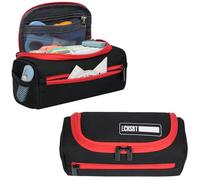 ECHSRT Extra Large Pencil Case Organizer for Men Women, Dual U-Shaped Zippers Pen Pouch with High Capacity, Sturdy Portable Storage Bag for Office Travel Supplies - Black