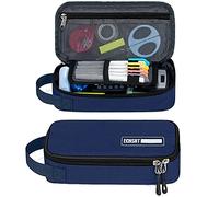 ECHSRT Large Pencil Case, Aesthetic Pen Pouch with Big Capacity, Minimalist Portable Stationery Bag with Handle for Office Organizer Aesthetic Pencil Cases, Blue, Built-in,portable