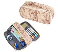 ECHSRT Tactical Pencil Case, Extra Large Capacity Camo Pencil Pouch for Men Adults, 3-Compartment Zipper Pen Case, Small Tool Bag Organizer for Office Travel - Camo Brown