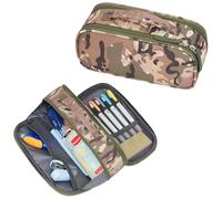 ECHSRT Tactical Pencil Case, Extra Large Capacity Camo Pencil Pouch for Men Adults, 3-Compartment Zipper Pen Case, Small Tool Bag Organizer for Office Travel - Camo Green