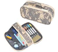 ECHSRT Tactical Pencil Case for Boy, Extra Large Capacity Camo Pencil Pouch for Men Adults, 3 Compartment Zipper Pen Case, Small Tool Bag Organizer for School Office Travel - Camo Grey