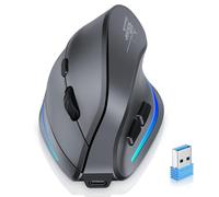 ECHTPower 2.4G Vertical Ergonomic Mouse Wireless, Rechargeable Wireless Wireless Mouse Computer Mouse for Office/Home Windows PC, Vertical Ergonomic Mouse 2400 DPI, 6 Buttons, Right-Handed (Grey)