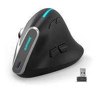 ECHTPower Ergonomic Vertical Mouse, Wireless, Bluetooth, RGB, 5 DPI Programmable, 8 Buttons, Turquoise, PC, Mac