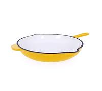 ECHTWERK Cast Iron Frying Pan with Enamel Coating, Oven Pan with Two Handles and Spout, Suitable for Ovens, Grills, BBQ and Induction Cookers, Diameter 26.5 cm, Yellow