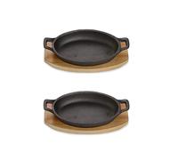 Echtwerk Cast Iron Serving Bowl, Serving Pan, Casserole Dish with Serving Board, Grill Pan, Pre-Seasoned, Suitable for Oven, Grill, and BBQ, Ideal for Serving, Big Edition, 2-Piece Set