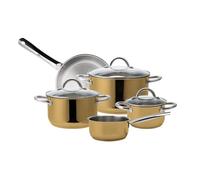 ECHTWERK EW-TS-8030G Induction Cooking Pot Set Made of High-Quality Stainless Steel, 8-Piece Cookware, Pots with Glass Lid, 3 x Saucepan, Saucepan and Frying Pan, Suitable for All Types of Cookers,