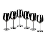 ECHTWERK Shatterproof Stainless Steel Wine Glasses, Wine Glass Set, Red Wine Glass, Camping Glasses, Cocktail Glasses, Robust, Unbreakable, Silver Edition, 6 Pieces, 21 x 7.3 cm, 0.5 L