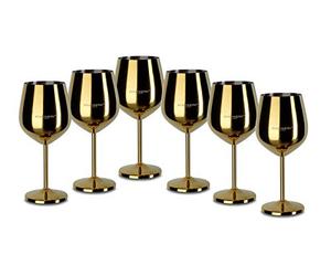 ECHTWERK Shatterproof stainless steel wine glasses/wine goblets, copper edition, 6-piece, 21x 7.3 cm, 0.5L