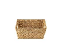 ECHTWERK Water Hyacinth Storage Basket, Rectangular, 35 x 25 x 16 cm, Natural Colours, Wicker Basket, Stackable for Bathroom, Office & Living Room