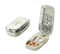 Echu Pill Cutter, Caketotu Pill Cutter for Small and Tiny Pills, Precise 1/2 1/3 1/4 Pill Splitter with Detachable Stainless Steel Blade, Large Volume Portable Pill Storage Box, Travel & Home (Green)