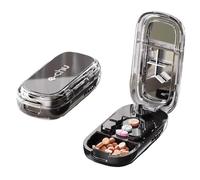 Echu Pill Cutter, Caketotu Pill Cutter for Small and Tiny Pills, Precise 1/2 1/3 1/4 Pill Splitter with Detachable Stainless Steel Blade, Large Volume Portable Pill Storage Box, Travel & Home (Black)