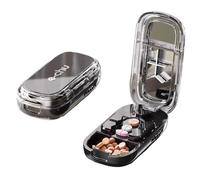 Echu Pill Cutter,Portable & Adjustable Caketotu Pill Cutter,1/2,1/3 and 1/4 Pill Splitter,with Pill Storage Compartments,Cutting Multiple Tablets at Once,Easy to Use and Travel (Black)