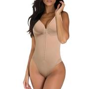 ECIFEE Zip Shapewear Bodysuit for Women V-Neck Full Body Suit Tummy Control Butt Lifting Shaper, Sienna Brief, X-Small