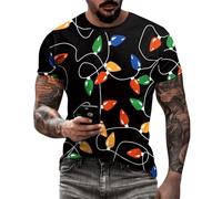 Eciodci Men's Ugly Christmas T-Shirts 3D Printed Xmas Lights Reindeer Tuxedo Holiday Funny Novelty Short Sleeve Shirt for Men, Christmas 6, Large