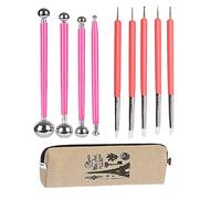 Ecjiuyi Ball Stylus Tools,4PCS Double-Ended Metal Embossing Dotting Tool,5PCS 2 Way Silicone Clay Sculpting Tool, Polymer Silicone Brushes for Paper Flower Resin