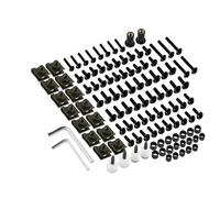 ECKBRJA 155PCS For Most Of Sportbikes Motorcycle Body Fairing Bolts Screws Motorcycle Screw Kit(Black)