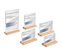 ECKEK 2 Pack Acrylic Label Holder Price Tag Displays Sign Holder Data Card Holder Wood Base Table Top Sign Stand (Beech 90*55mm/3.54x2.17 inches)