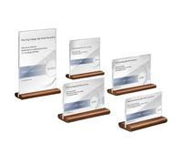 ECKEK 2 Pack Acrylic Label Holder Price Tag Displays Sign Holder Data Card Holder Wood Base Table Top Sign Stand (Walnut 90*55mm/3.54x2.17 inches)