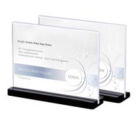 ECKEK 2 Pack Acrylic Sign Holder Menu Displays Double Sided Sign Stand A4/A5/A6 Clear (Black Horizontal A5 210×148mm/ 8.27×5.83 inches)