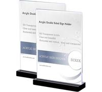 ECKEK 2 Pack Acrylic Sign Holder Menu Displays Double Sided Sign Stand A4/A5/A6 Clear (Black Vertical A5 148×210mm/ 5.83×8.27 inches)