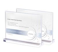 ECKEK 2 Pack Acrylic Sign Holder Menu Displays Double Sided Sign Stand A4/A5/A6 Clear (Transparent Horizontal A6 148×105mm/5.83×4.13 inches)