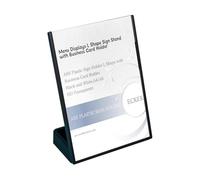 ECKEK ABS Plastic Sign Holder, Menu Displays L Shape Sign Stand with Business Card Holder, Plastic Display Stand for Ads, Menu, Photos, Business Card (Black A4 210×297mm/8.27×11.69 inches)