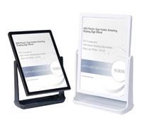 ECKEK ABS Plastic Sign Holder, Menu Displays T Shape Sign Stand, Rotating Display Stand for Ads, Menu, Photos, Business Card (White A4 210×297mm/8.27×11.69 inches)