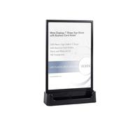 ECKEK ABS Plastic Sign Holder, Menu Displays T Shape Sign Stand with Business Card Holder, Plastic Display Stand for Ads, Menu, Photos, Business Card (Black A4 210×297mm/8.27×11.69 inches)