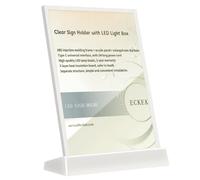 ECKEK LED Sign Holder Clear Sign Holder with LED Light Box, Table Menu Display Stand with Color Lights LED Menu Board A4 (color version L shape with white frame)