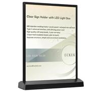 ECKEK LED Sign Holder Clear Sign Holder with LED Light Box, Table Menu Display Stand with Color Lights LED Menu Board A4 (color version T shape with black frame)