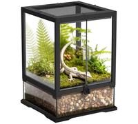 Eckpo 10 Gallon Reptile Terrarium Full View Tank with Feeding Port, Reptile's Glass Tank with, Mesh Top Vent 12’’12’’18’’, Suitable for Small Reptile Such as Gecko, Snake, Frog and Mantis