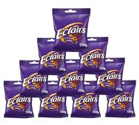 Eclairs Chocolate Bag, Caramels with Milk Chocolate Centres, Delicious Chewy Treats, 130g, Chocolate Sweets, Perfect for Daily Snacks and Gifting, Available for Hampers (10 Bags x 130g)
