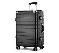 EclatVivid Luggage with USB Charger, 24 Inch Aluminum Frame Large Suitcase, 24 Inch Large Luggage, PC Hard Shell Suitcase with USB Charger, Cup Holder(Black,24 inch)