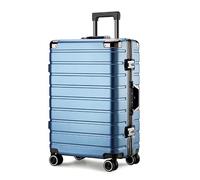 EclatVivid Luggage with USB & Type-C Charger Aluminum Frame Large Suitcase, 26 Inch Checked-in Luggage, PC Hard Shell Suitcase with USB Charger, Cup Holder(Blue,26 inch)