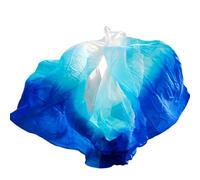 ECLAYA Belly Dance Silk Scarf Belly Dance Silk Veil Gradient Shawl Performance Scarf Hand Made Natural Real Silk Hand Thrown Adult Women. (Color : White blue turquoise, Size : 90x200cm)