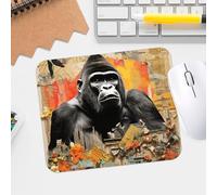 Eclectic Mixed Media Gorilla Collage Mouse Pad - Premium-Textured Design, Waterproof, Stitched Edge - Durable Non-Slip Gaming and Office Desk Mouse Pad