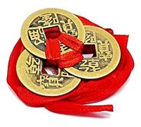 Eclectic Shop Uk Feng Shui Lucky Chinese I-Ching Coins Set Of 3 Tied 23mm Red Ribbon I Ching Luck