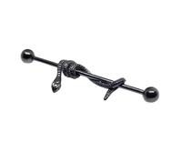 Eclectic Shop Uk Industrial Black Coiled Snake Scaffold 14 Gauge Piercing Bar 38mm 316L Stainless Steel Body Jewellery Earring Barbell