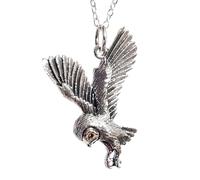 ECLECTIC SHOP UK LTD Barn Owl Pendant Necklace 925 Sterling Silver Hunting Owl Pendant Wisdom Luck And fortune Spirit Animal With Boxed Ladies Jewellery