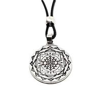 Eclectic Shop Uk Sri Yantra Mandala Tantric Pendant 3rd Eye Chakra Buddhist Beaded Cord Necklace Jewellery
