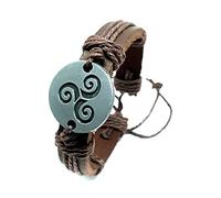 Eclectic Shop Uk Triskele Triskelion Triple Spiral Symbol Real Leather Bracelet Cuff Adjustable