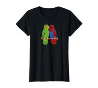 Eclectus Parrot Adorable Couple Birds Cute Drawing Value Graphic T-Shirt, Women, Black, M