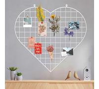 ECLENYES Grid Photo Wall Panels - 22.4"x20.4" Heart Shape Iron Rack Art Wire Board, Wall Grid Organizer, DIY Photo Frame for Home, Office, Kitchen, Bedroom, Christmas Gifts - White