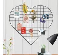 ECLENYES Grid Photo Wall Panels - 22.4"x20.4" Heart Shape Iron Rack Art Wire Board, Wall Grid Organizer, DIY Photo Frame for Home, Office, Kitchen, Bedroom, Black