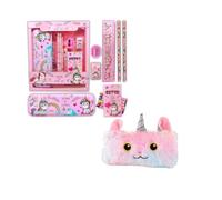 ECLET Combo Unicorn Stationery kit Set and Pencil Pouch for Girls Geometry Box Set Geometry Box (Pink)