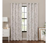 Eclipse 100% Blackout Curtain, Larissa Leaf Grommet Curtain, 84 in Long x 50 in Wide, Patterned 100% Blackout Curtain, Thermal Insulated Curtain for Living Room or Bedroom, 1 Window Curtain, Linen