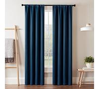 Eclipse Blackout Curtains for Bedroom-Darrell 37" x 63" Insulated Darkening Single Panel Rod Pocket Window Treatment Living Room, Indigo