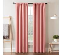 Eclipse Blackout Curtains for Bedroom-Darrell 37" x 84" Insulated Darkening Single Panel Rod Pocket Window Treatment Living Room, Coral