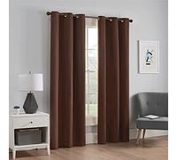 Eclipse Blackout Curtains for Bedroom - Microfiber 42" x 63" Insulated Darkening Single Panel Grommet Top Window Treatment Living Room, Chocolate