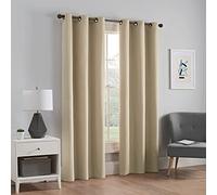 ECLIPSE Blackout Curtains for Bedroom - Microfiber 42" x 84" Insulated Darkening Single Panel Grommet Top Window Treatment Living Room, Beige